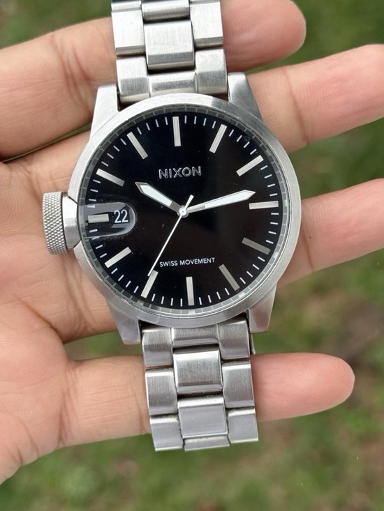 Nixon Other - Nixon Silver Stainless Steel Watch with Black Dial